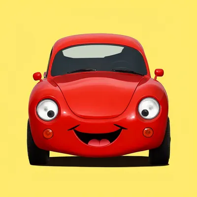 Cartoon Smiling Red Car (AI-generated)