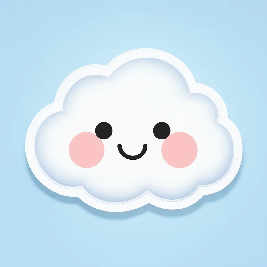Kawaii cloud sticker with rosy cheeks (AI-generated)