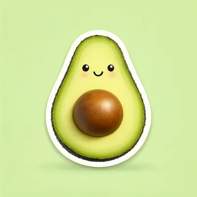 Kawaii Avocado Sticker (AI-generated)