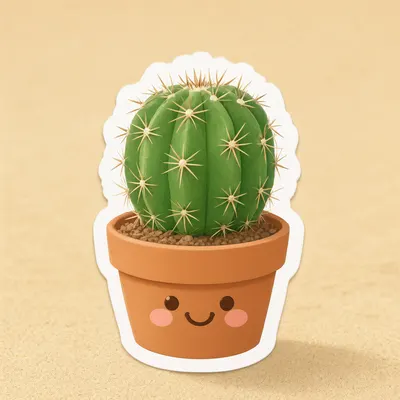 Kawaii Cactus Sticker (AI-generated)