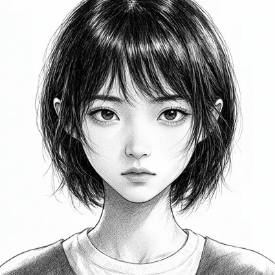Manga Schoolgirl Ink Illustration (AI-generated)