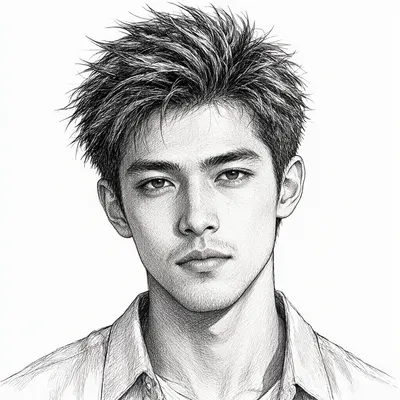 Manga Boy Ink Portrait (AI-generated)