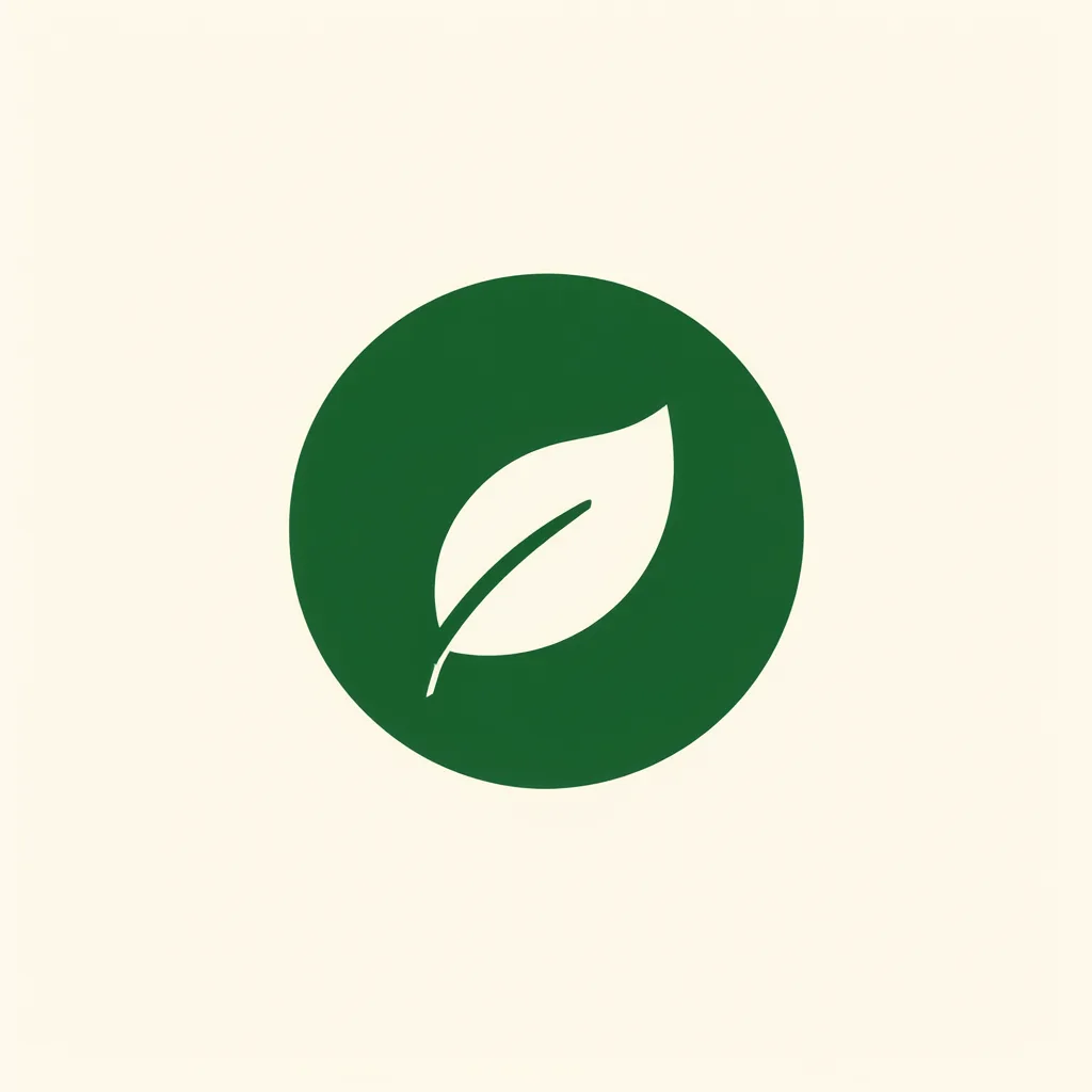 Green leaf cut-out circle logo mark (AI-generated)
