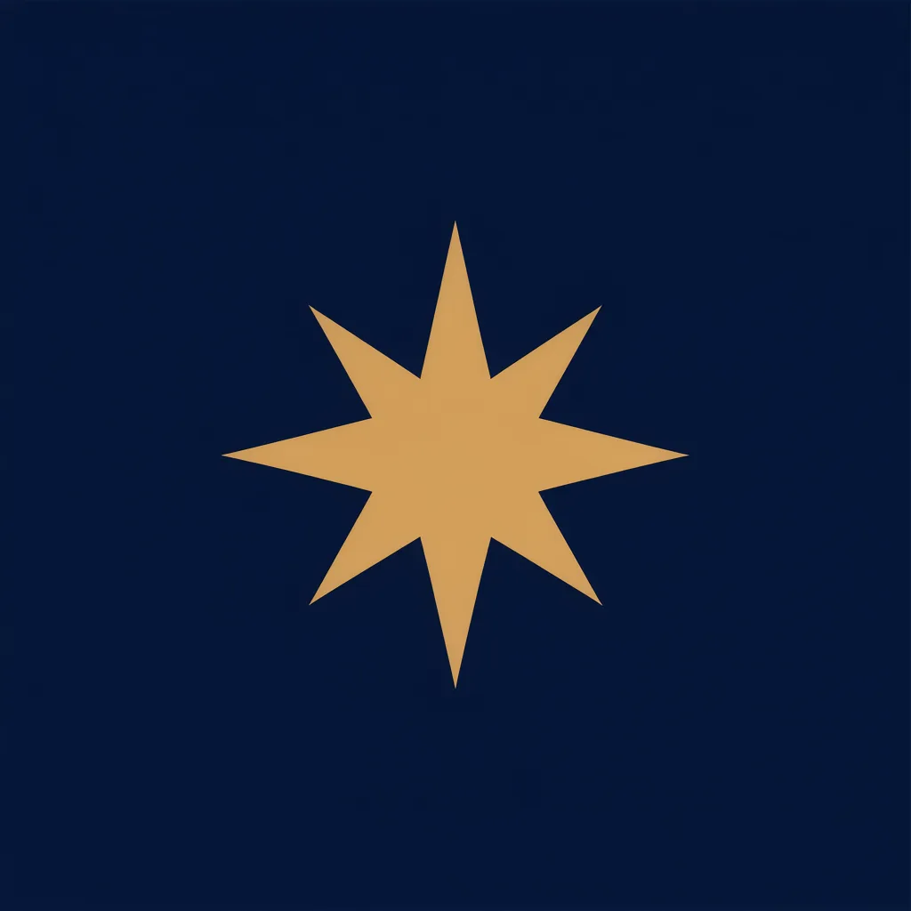Gold star burst logo mark on navy (AI-generated)