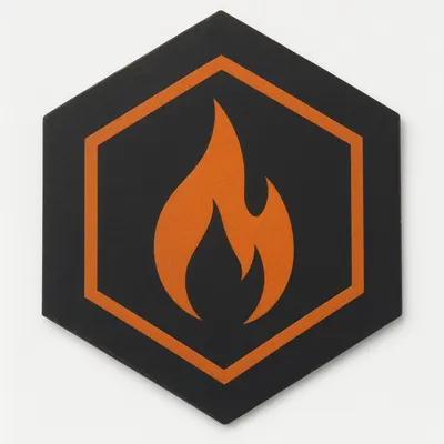 Flame Hexagon Badge Logo Mark (AI-generated)