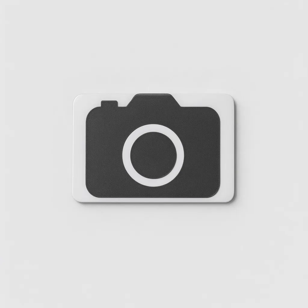 Flat badge logo mark of a rounded square with a camera silhouette (AI-generated)