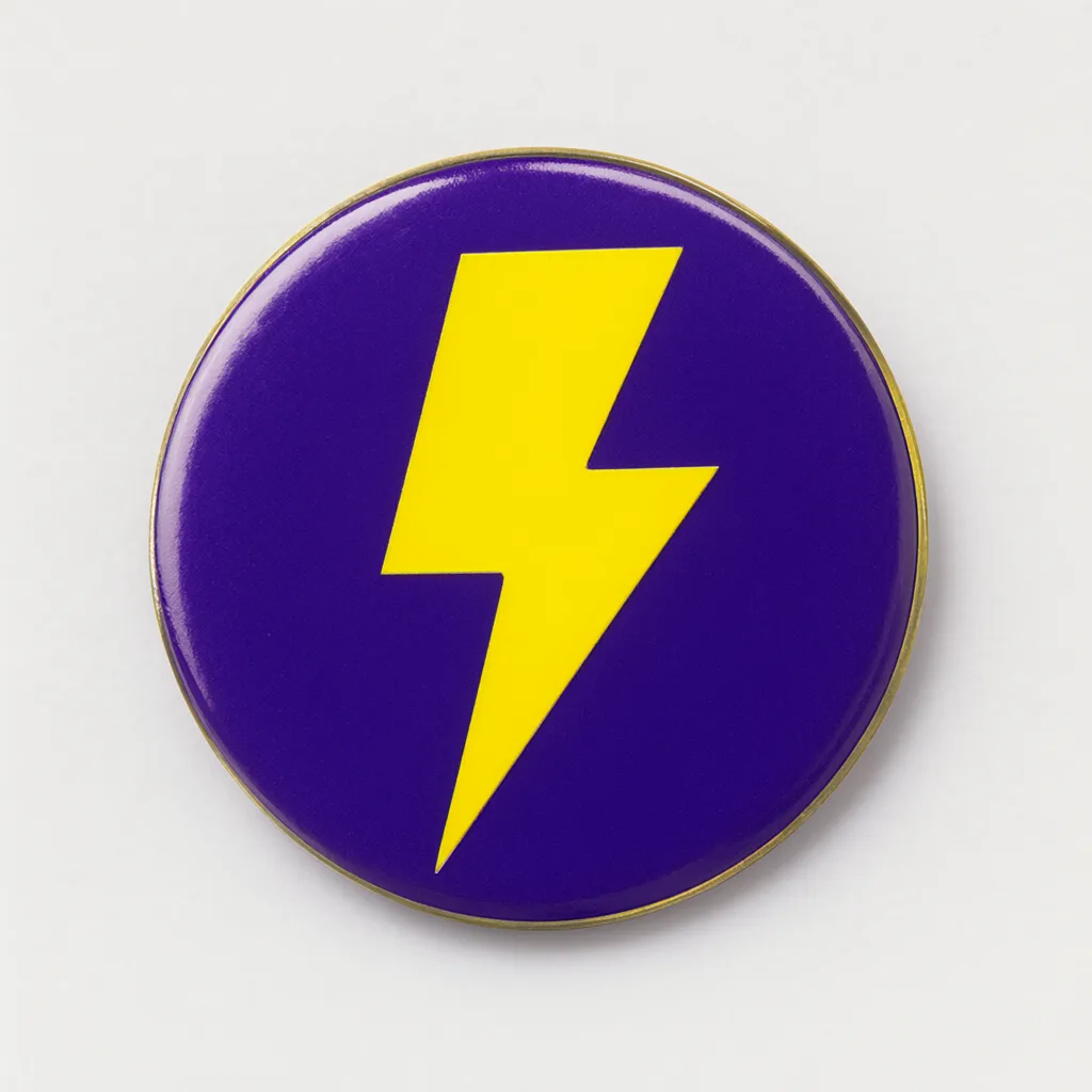 Flat badge logo mark of a circle containing a bold lightning bolt (AI-generated)