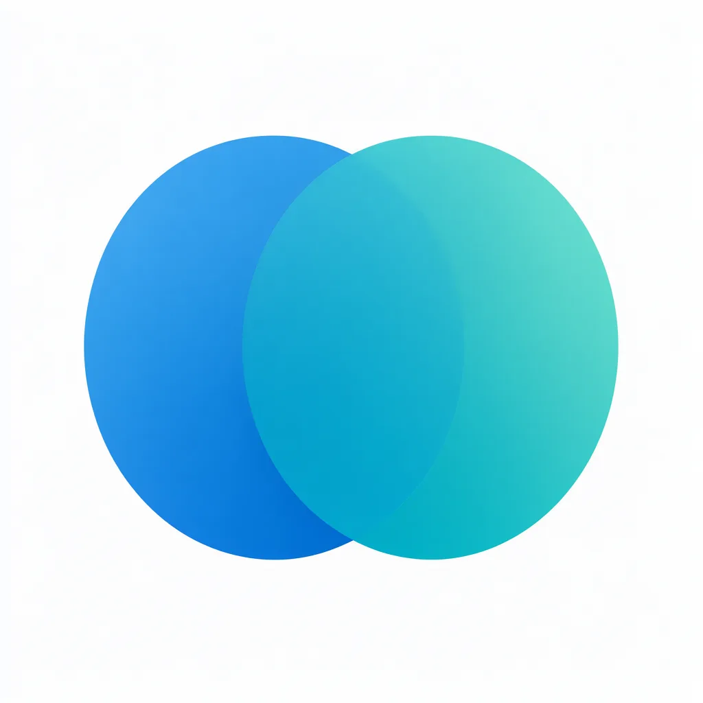 Gradient logo mark of two overlapping circles with a blue to teal gradient (AI-generated)