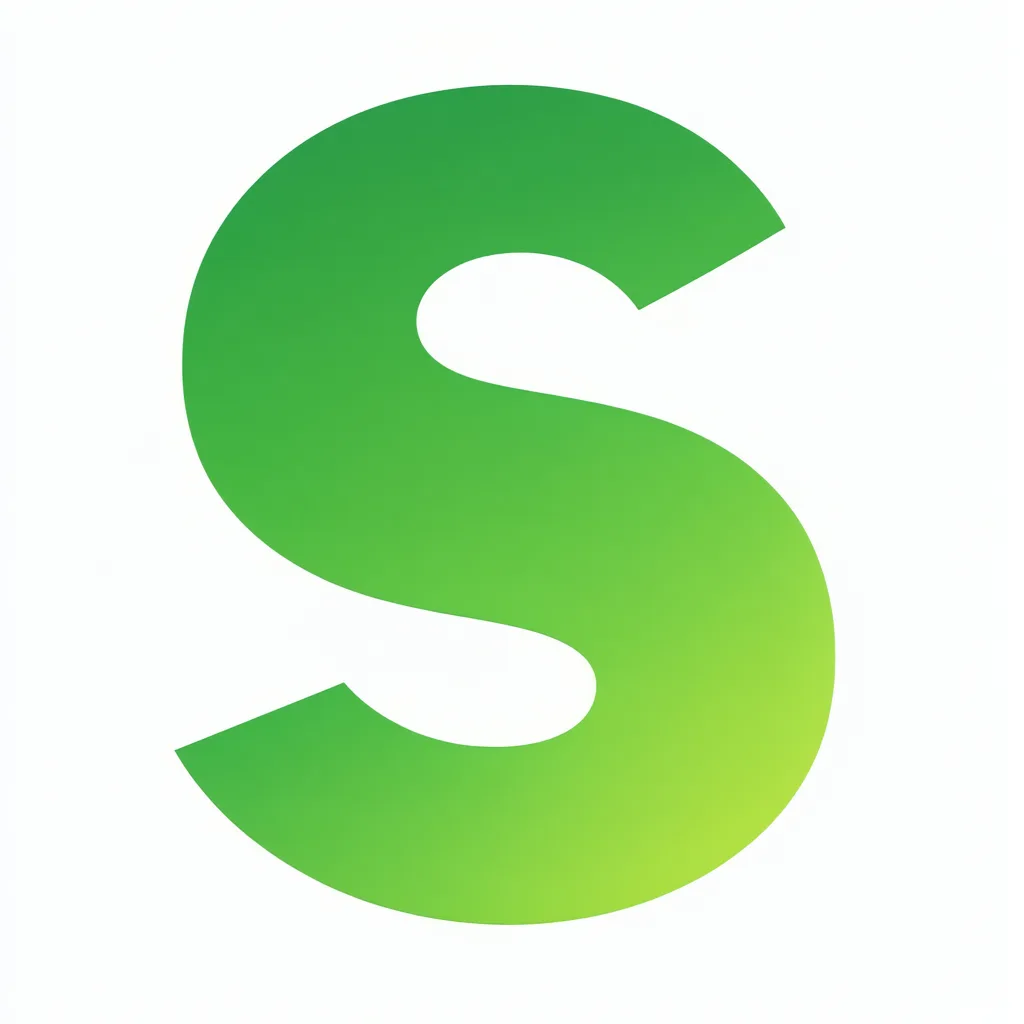 Gradient logo mark of a bold S curve with a green to lime gradient (AI-generated)