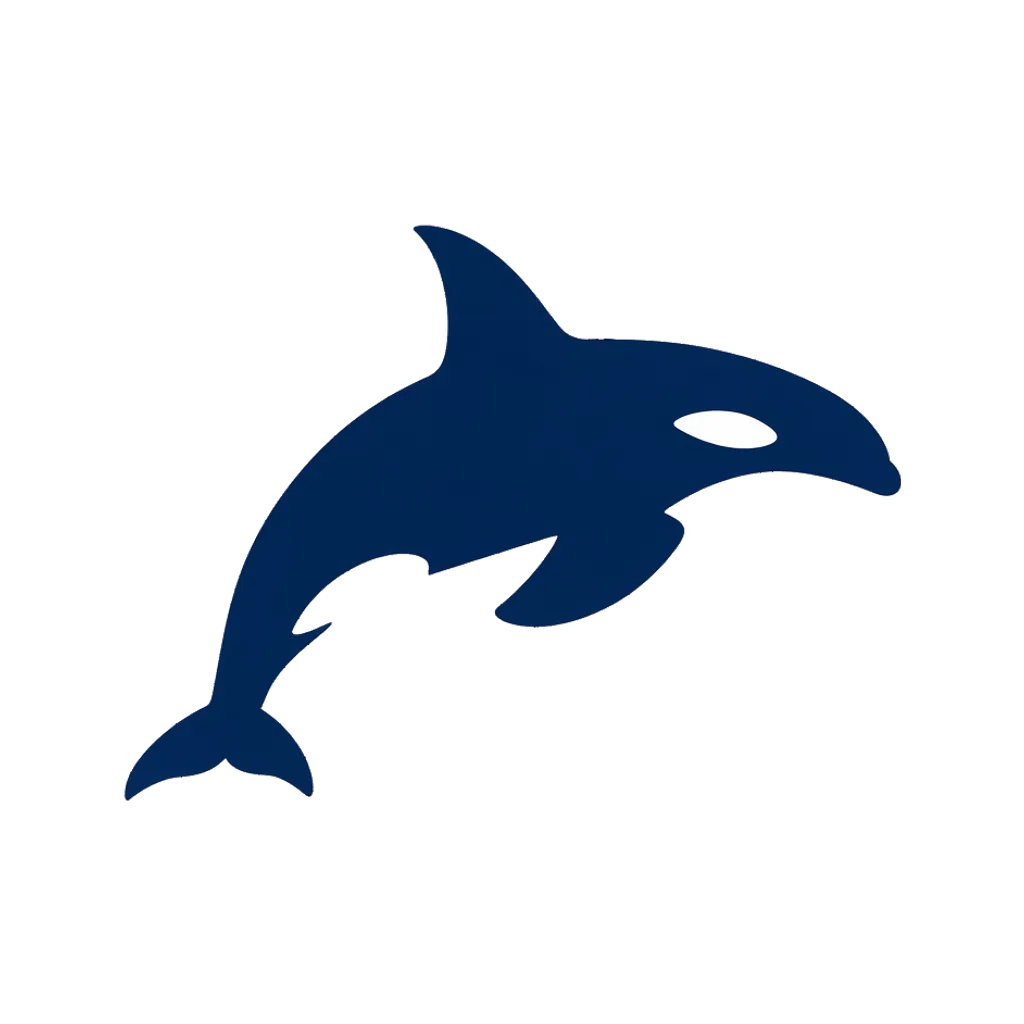 Minimal pictorial orca logo mark (AI-generated)