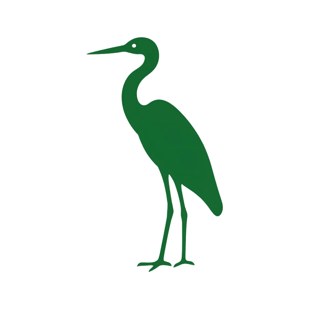 Minimal pictorial heron logo mark (AI-generated)