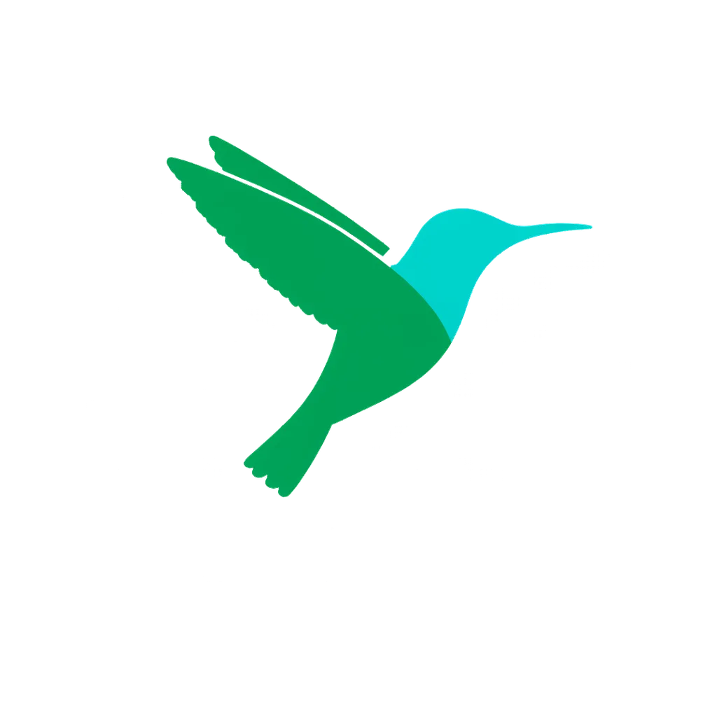 Minimal pictorial hummingbird logo mark (AI-generated)