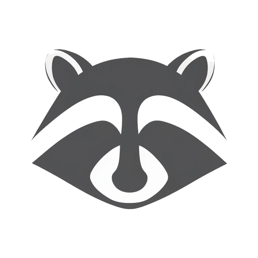 Minimal pictorial raccoon logo mark (AI-generated)