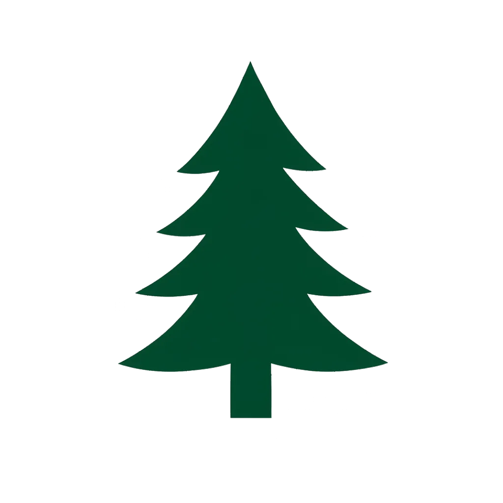 Minimal pictorial pine logo mark (AI-generated)