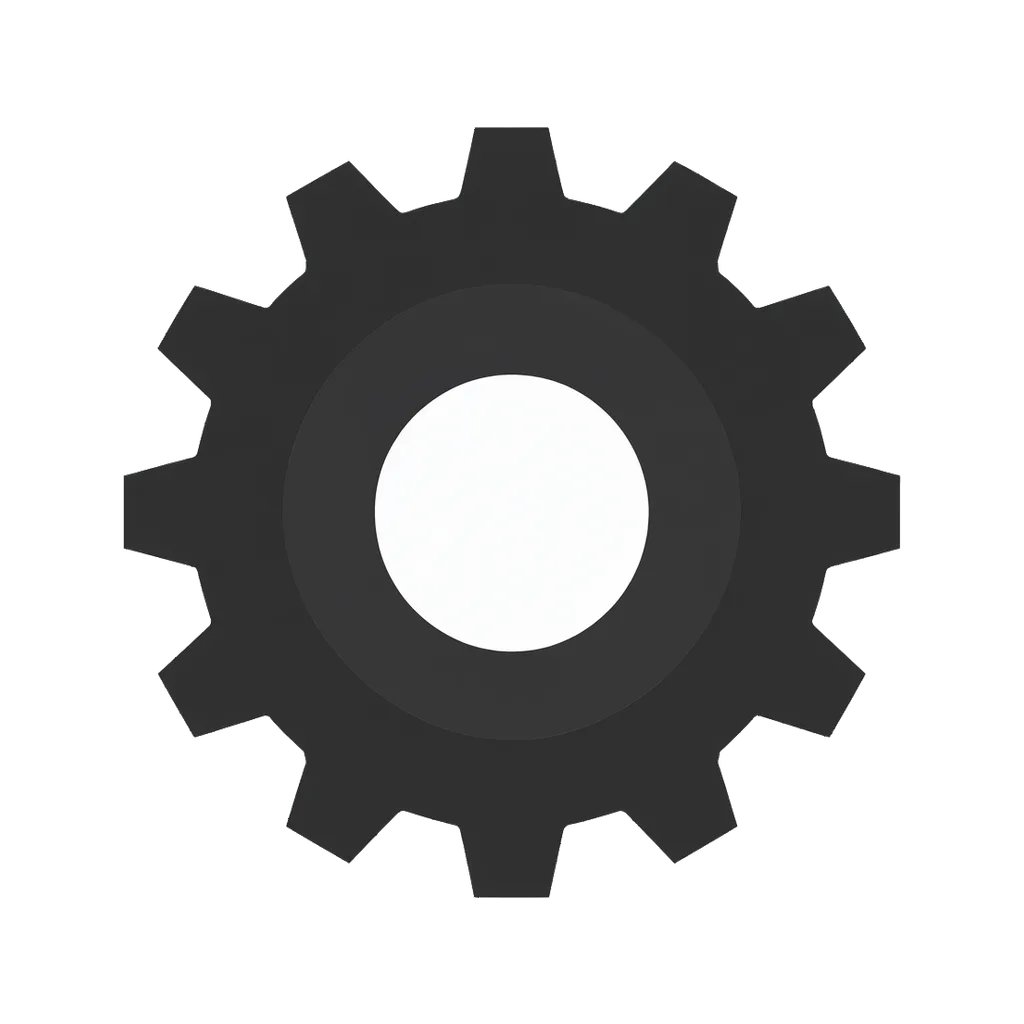 Flat interface icon of a cog wheel with a round hole (AI-generated)