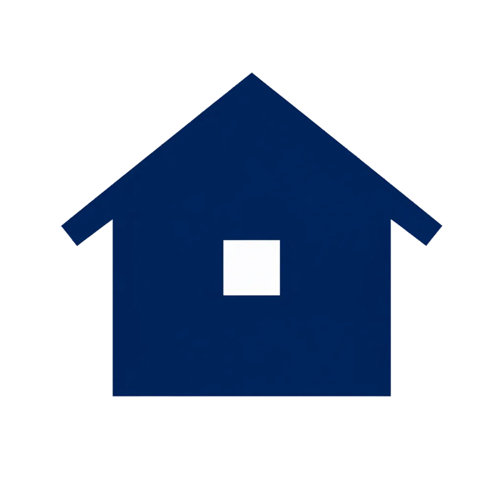 Flat interface icon of a simple house with a pitched roof (AI-generated)