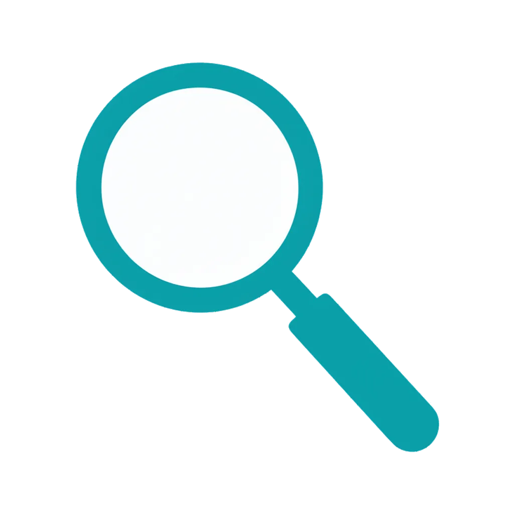 Flat interface icon of a magnifying glass (AI-generated)