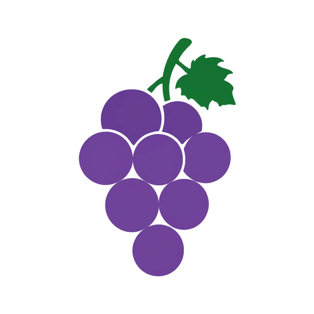 Flat interface icon of a bunch of grapes (AI-generated)