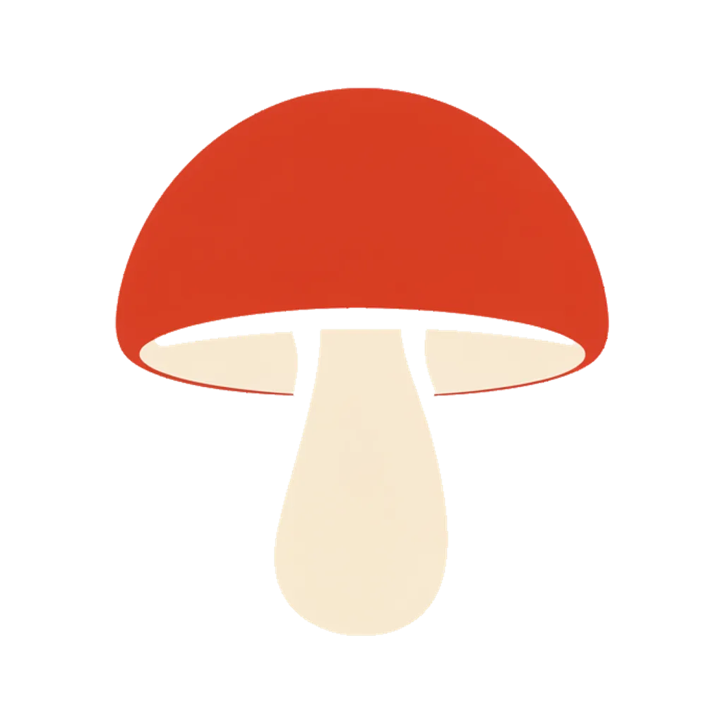 Flat interface icon of a mushroom (AI-generated)