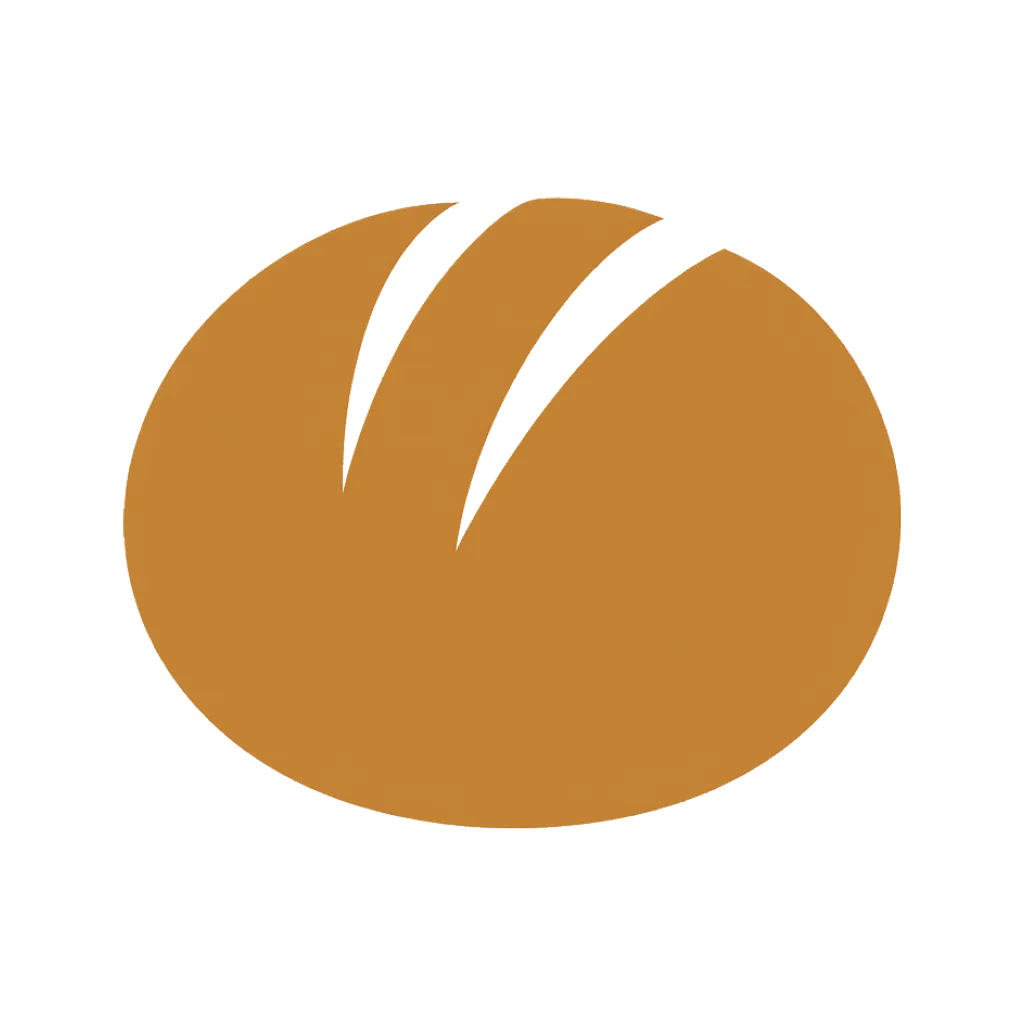 Flat interface icon of a round bread loaf (AI-generated)