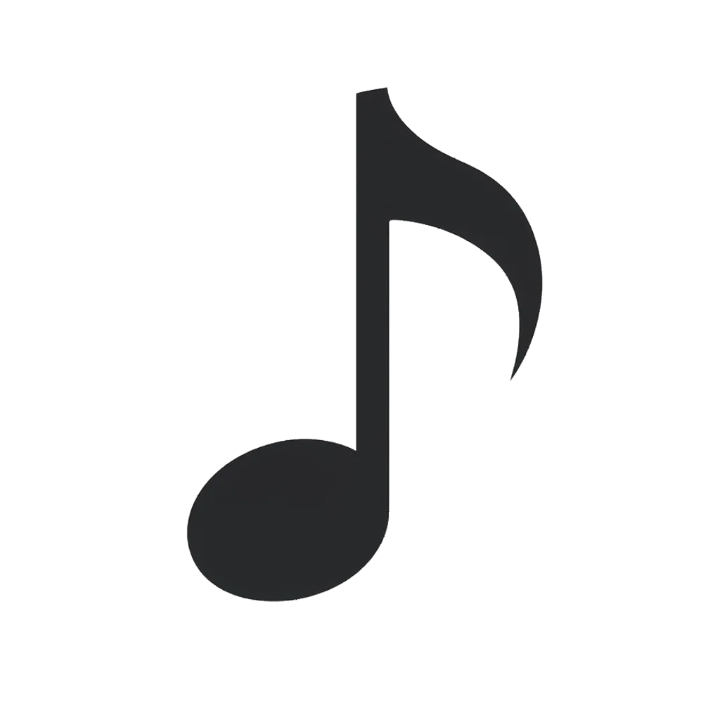 Flat interface icon of a single music note (AI-generated)