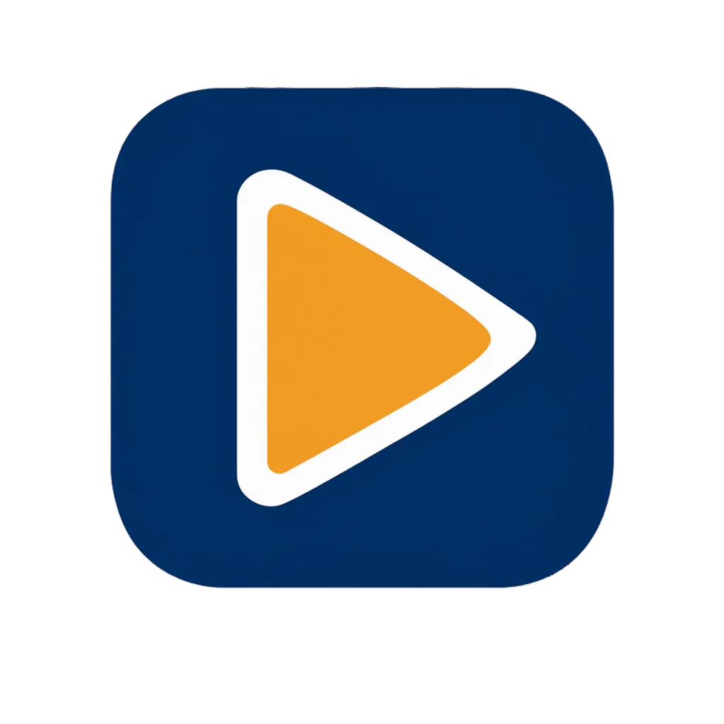Flat interface icon of a play triangle in a rounded square (AI-generated)