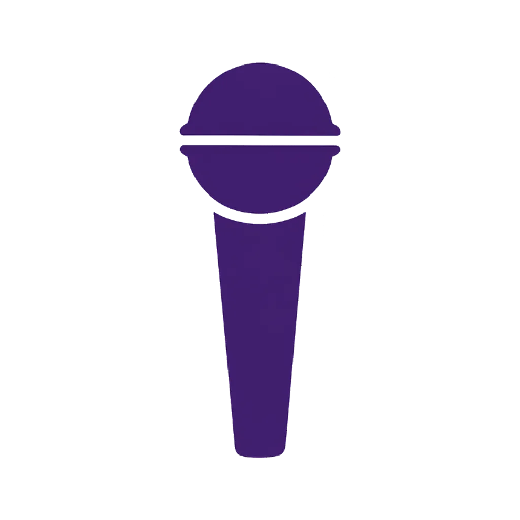 Flat interface icon of a handheld microphone (AI-generated)