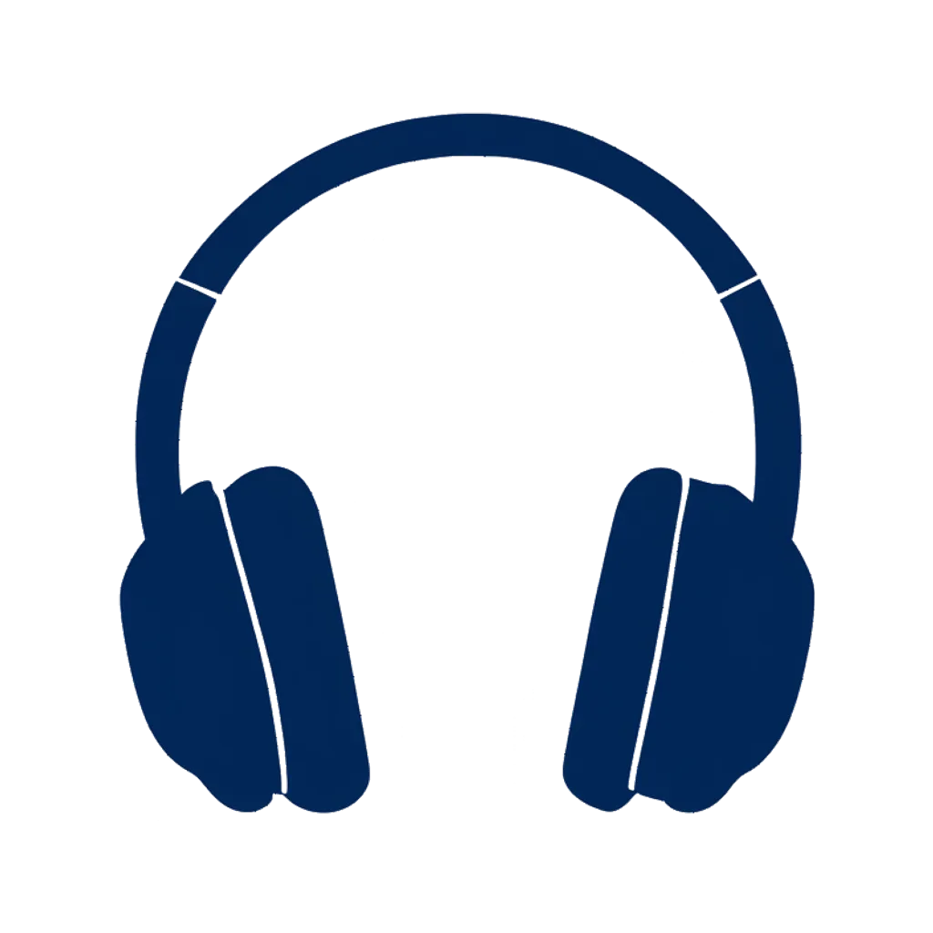 Flat interface icon of over-ear headphones (AI-generated)