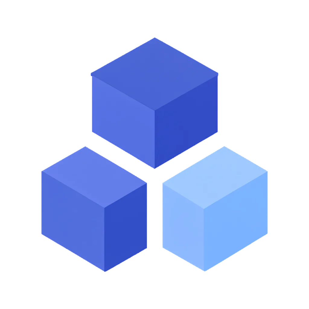 Abstract graphic element of three stacked isometric cubes (AI-generated)