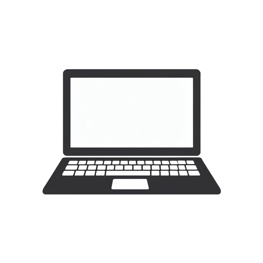 Flat interface icon of an open laptop (AI-generated)