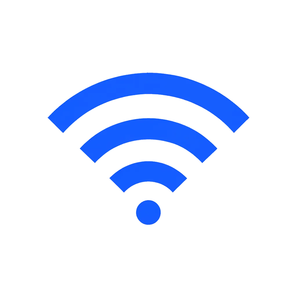 Flat interface icon of three wi-fi arcs above a dot (AI-generated)