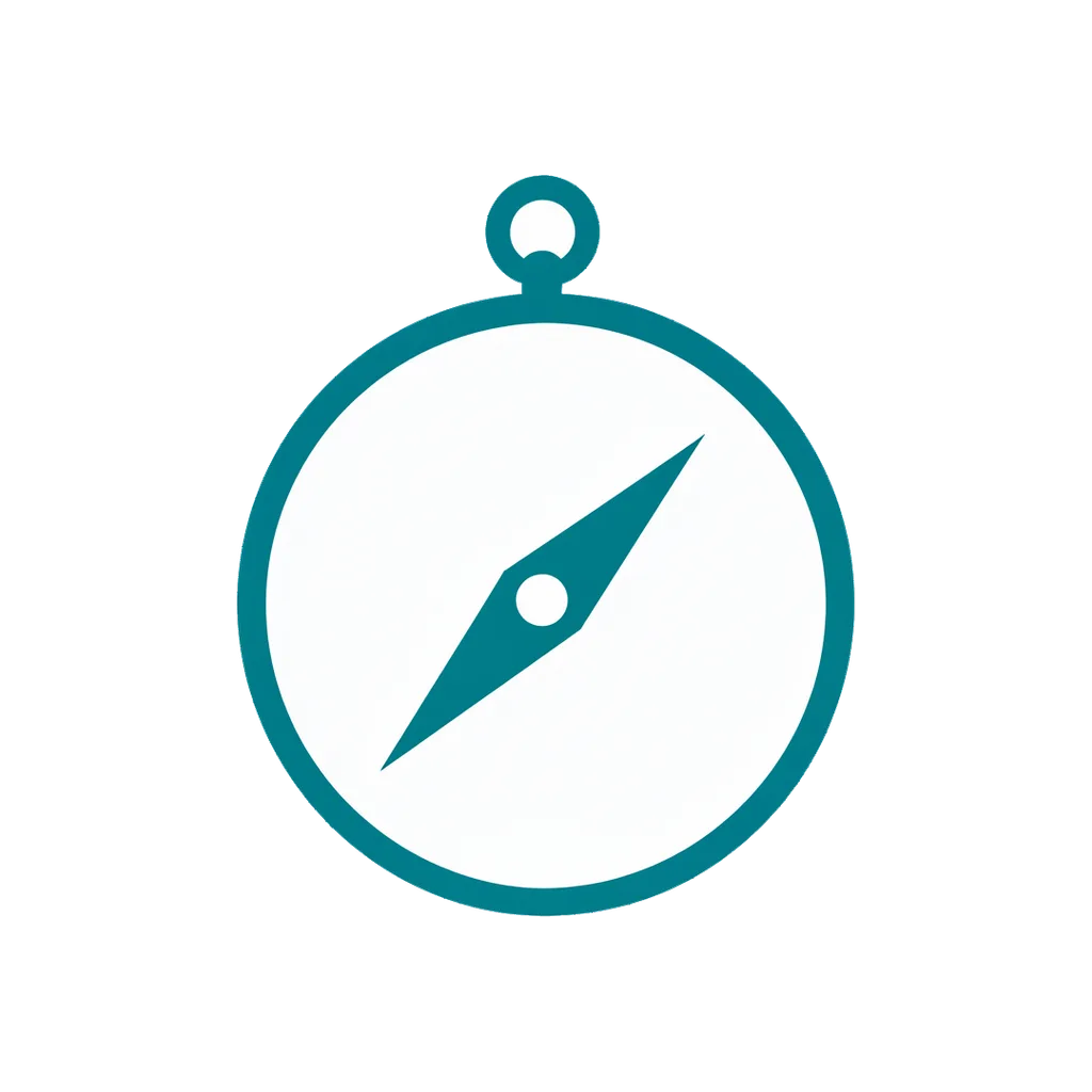 Flat interface icon of a compass (AI-generated)