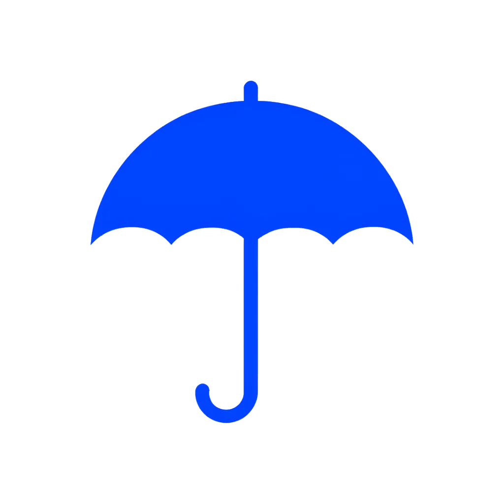 Flat interface icon of an open umbrella (AI-generated)