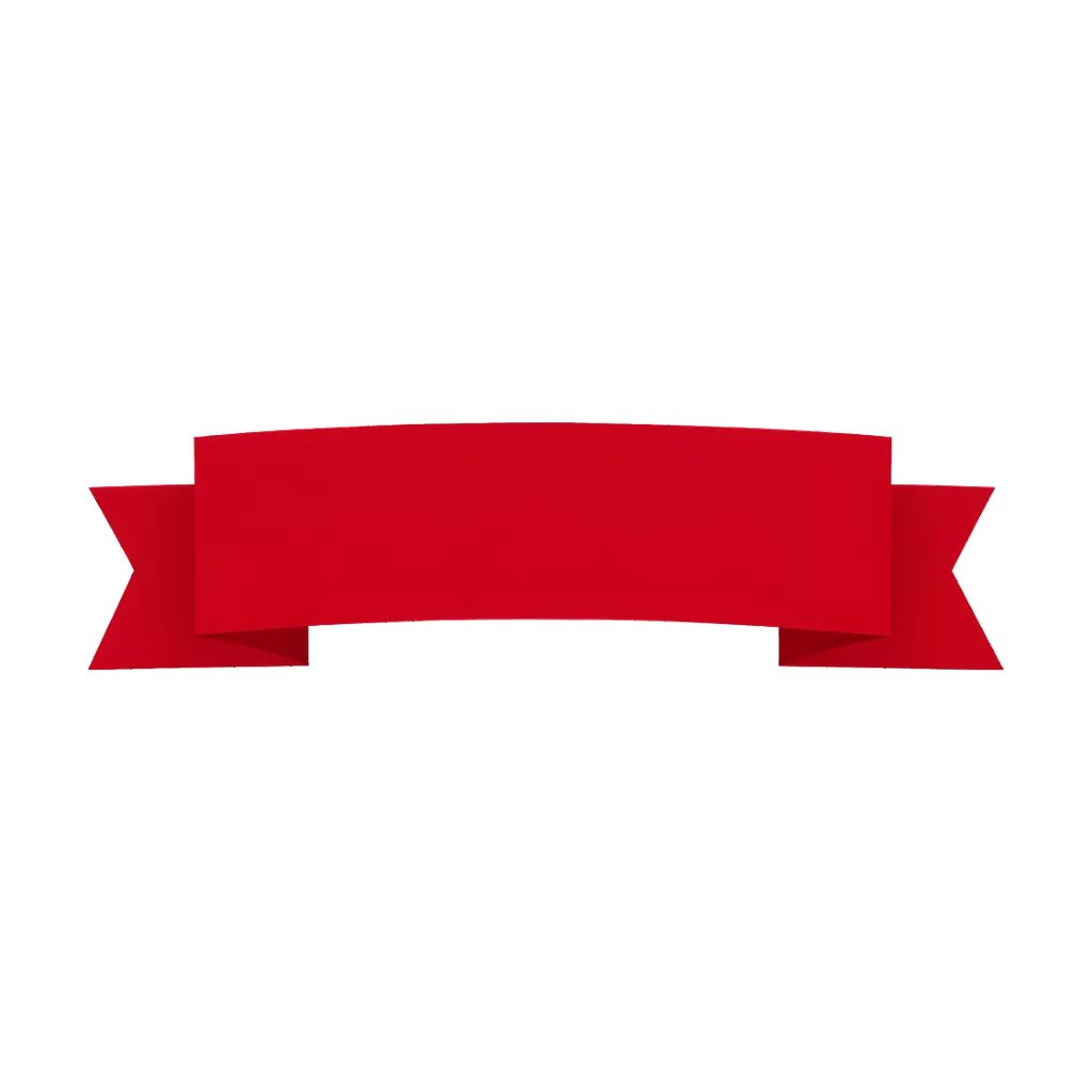 Graphic element: a wide red ribbon banner with folded ends and an empty centre (AI-generated)