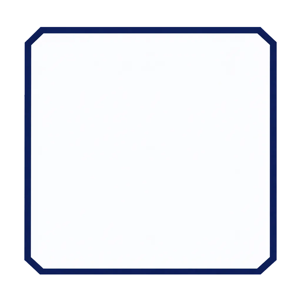 Graphic element: a square navy frame with a thick border and cut corners (AI-generated)