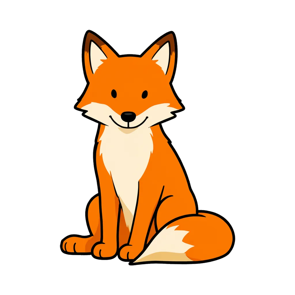 Cartoon graphic element of a sitting fox (AI-generated)