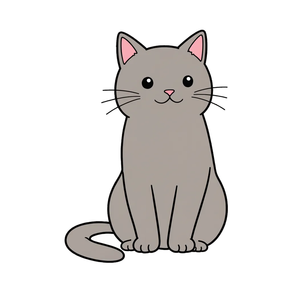 Cartoon graphic element of a sitting cat (AI-generated)