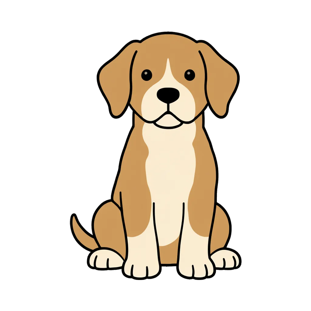Cartoon graphic element of a sitting puppy (AI-generated)