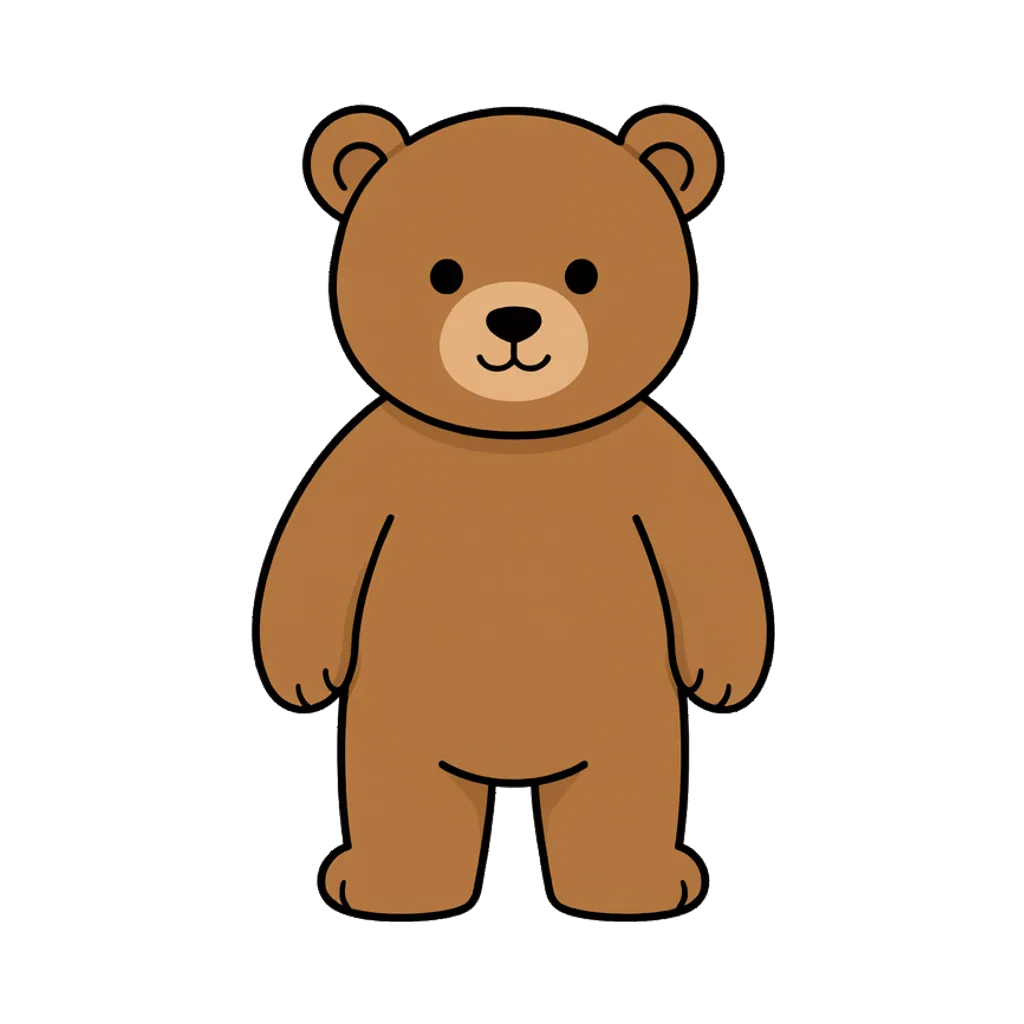 Cartoon graphic element of a standing bear cub (AI-generated)