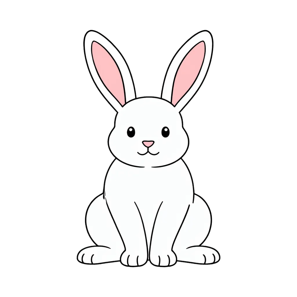 Cartoon graphic element of a sitting rabbit (AI-generated)