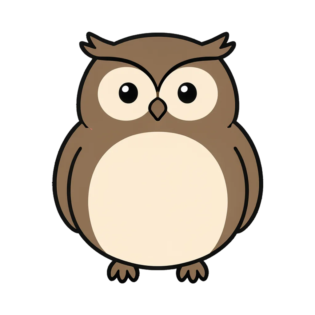 Cartoon graphic element of a round owl (AI-generated)