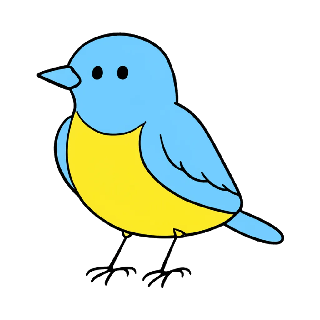 Cartoon graphic element of a small songbird (AI-generated)