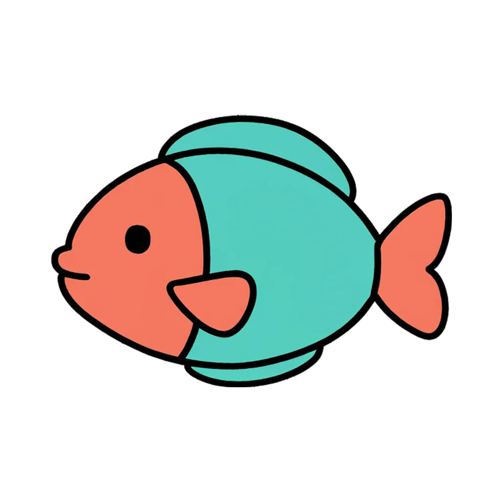 Cartoon graphic element of a small fish (AI-generated)