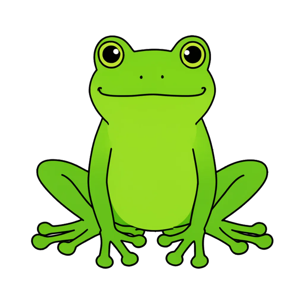 Cartoon graphic element of a sitting frog (AI-generated)