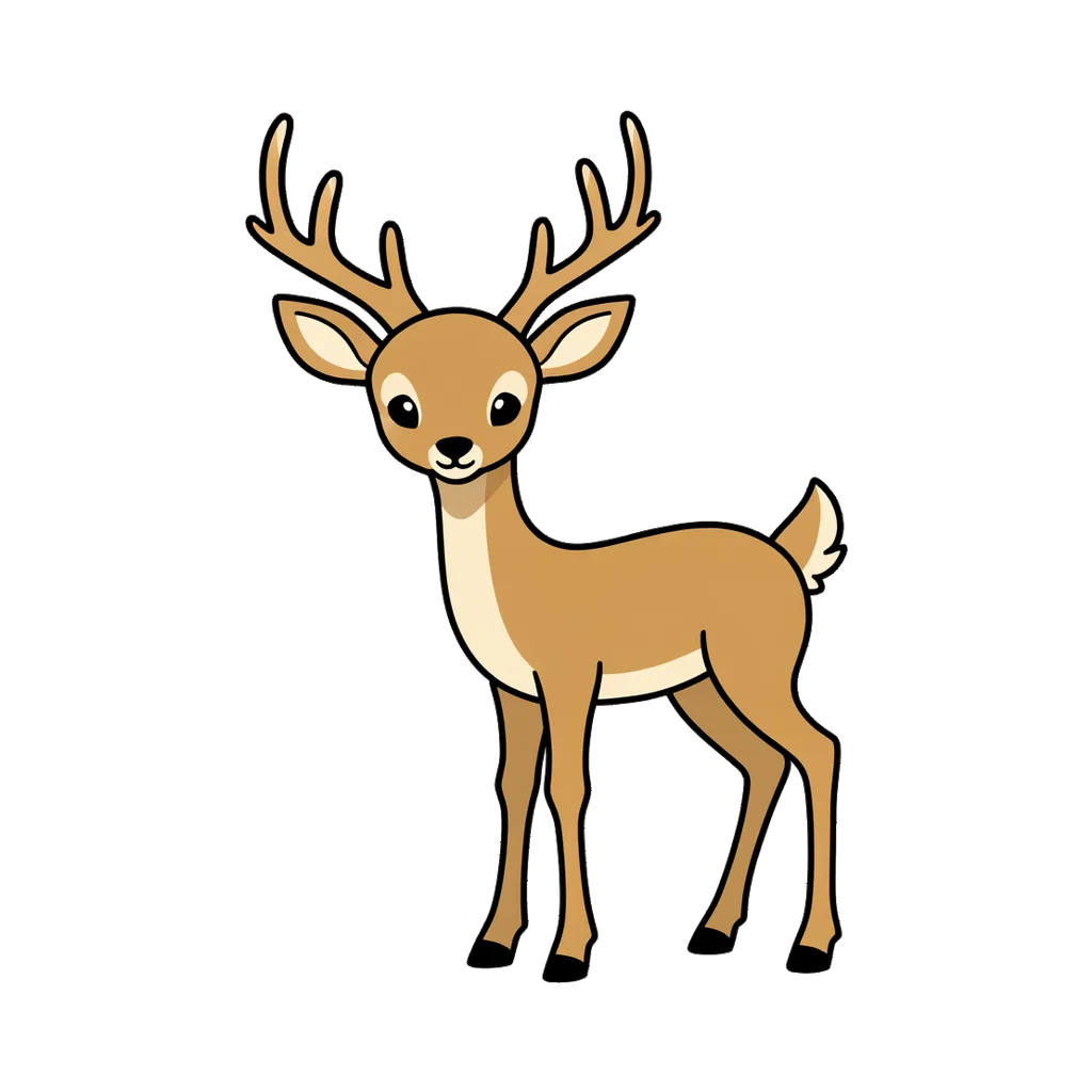 Cartoon graphic element of a young deer (AI-generated)