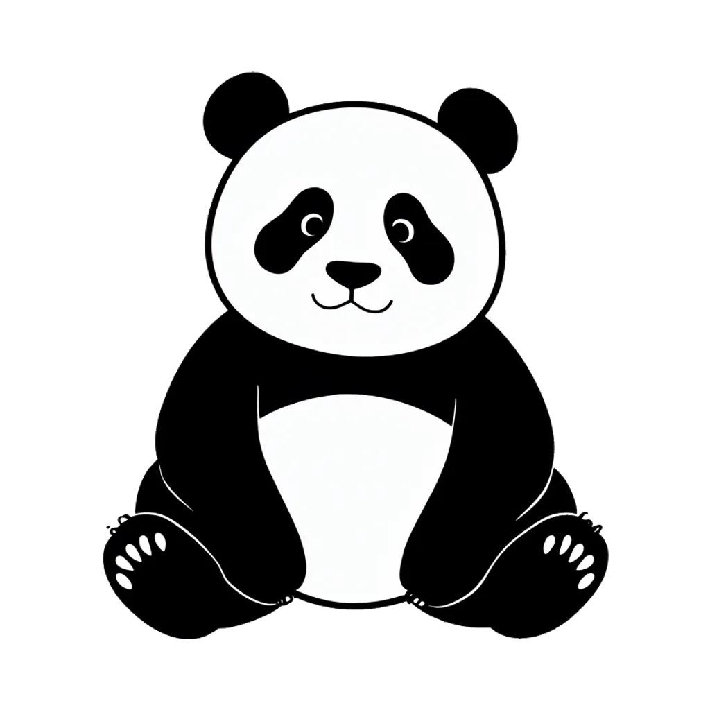 Cartoon graphic element of a sitting panda (AI-generated)