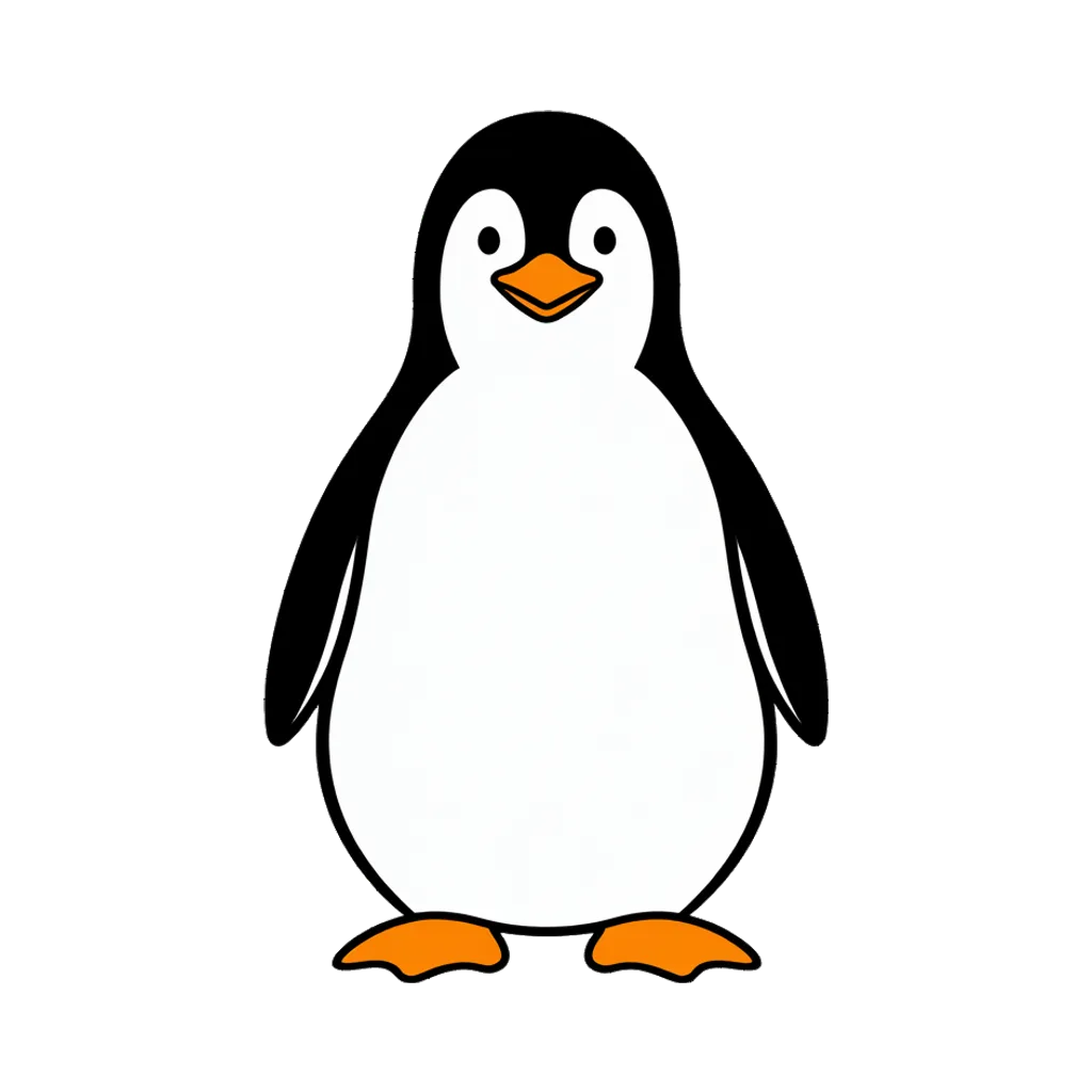 Cartoon graphic element of a standing penguin (AI-generated)