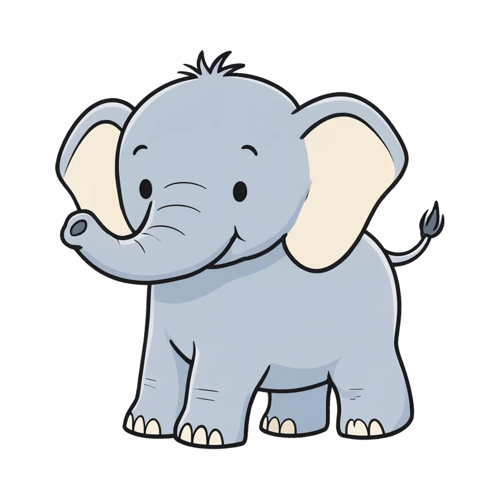 Cartoon graphic element of a baby elephant (AI-generated)