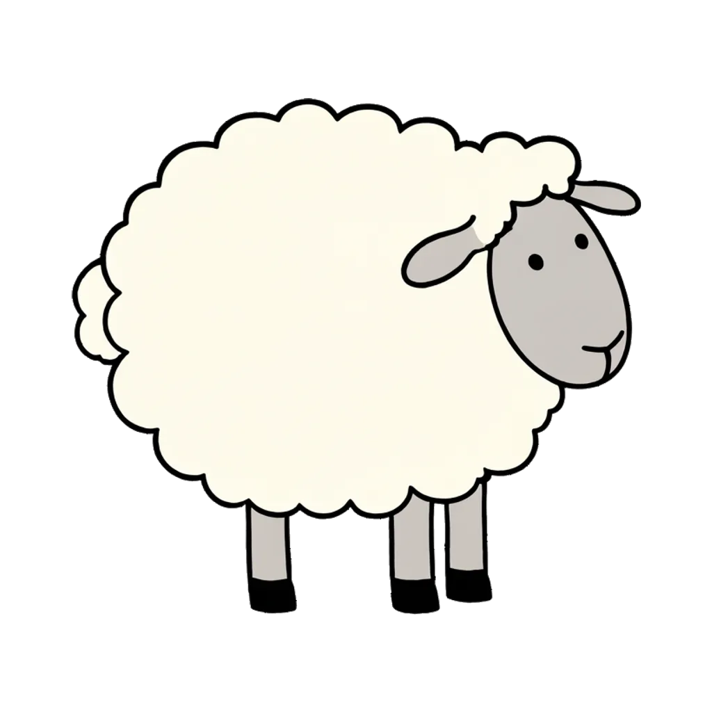 Cartoon graphic element of a fluffy sheep (AI-generated)