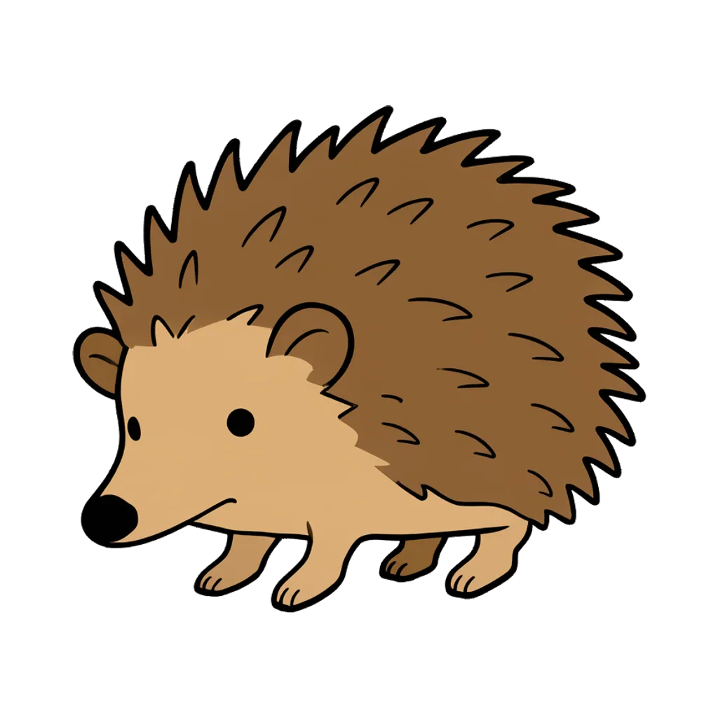 Cartoon graphic element of a hedgehog (AI-generated)